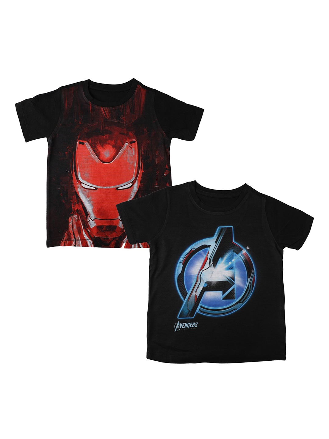 Marvel by Wear Your Mind Boys Black Printed Round Neck T-shirt Pack of 2