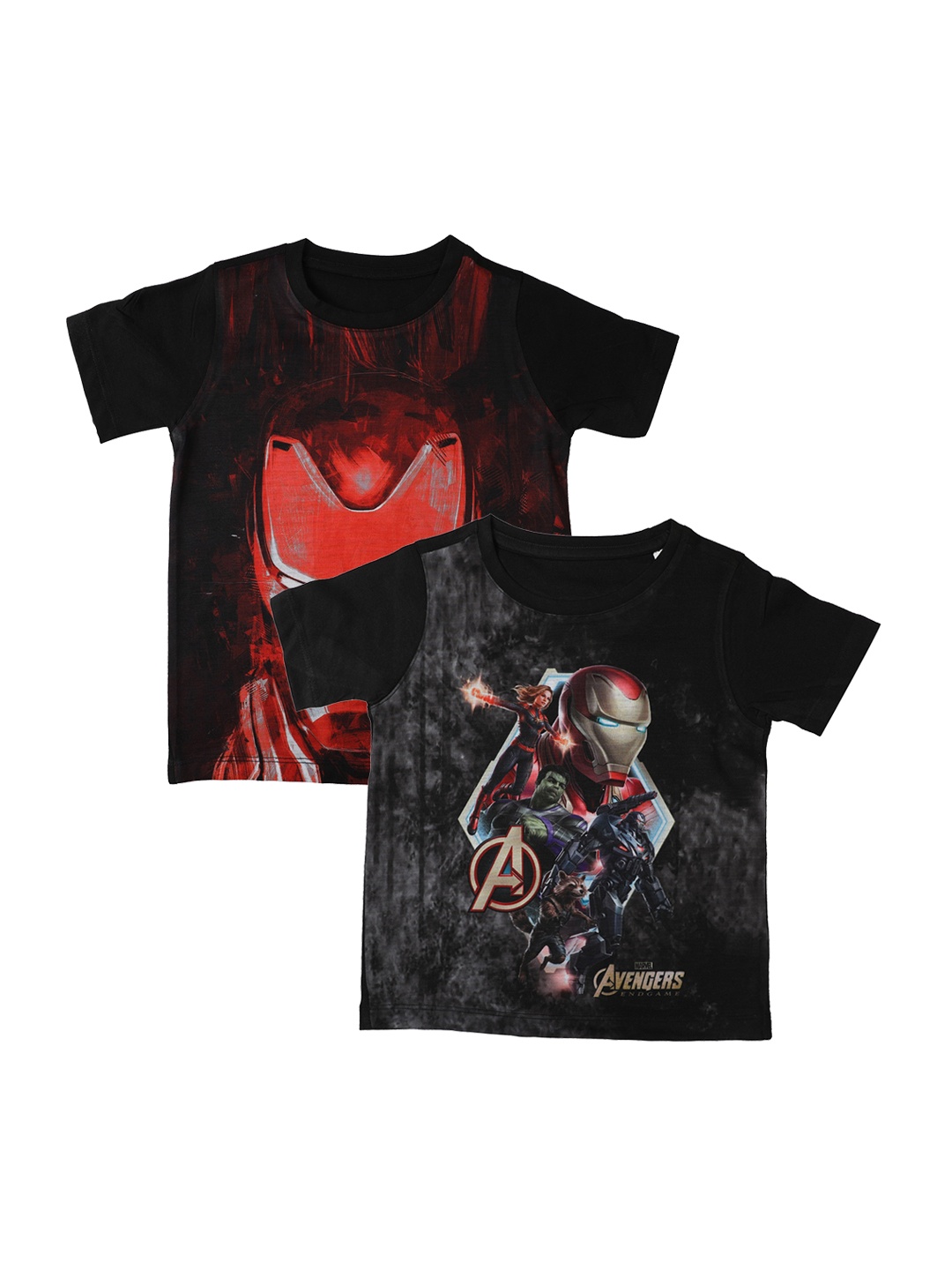 

Marvel by Wear Your Mind Boys Black Printed Round Neck T-shirt Pack of 2