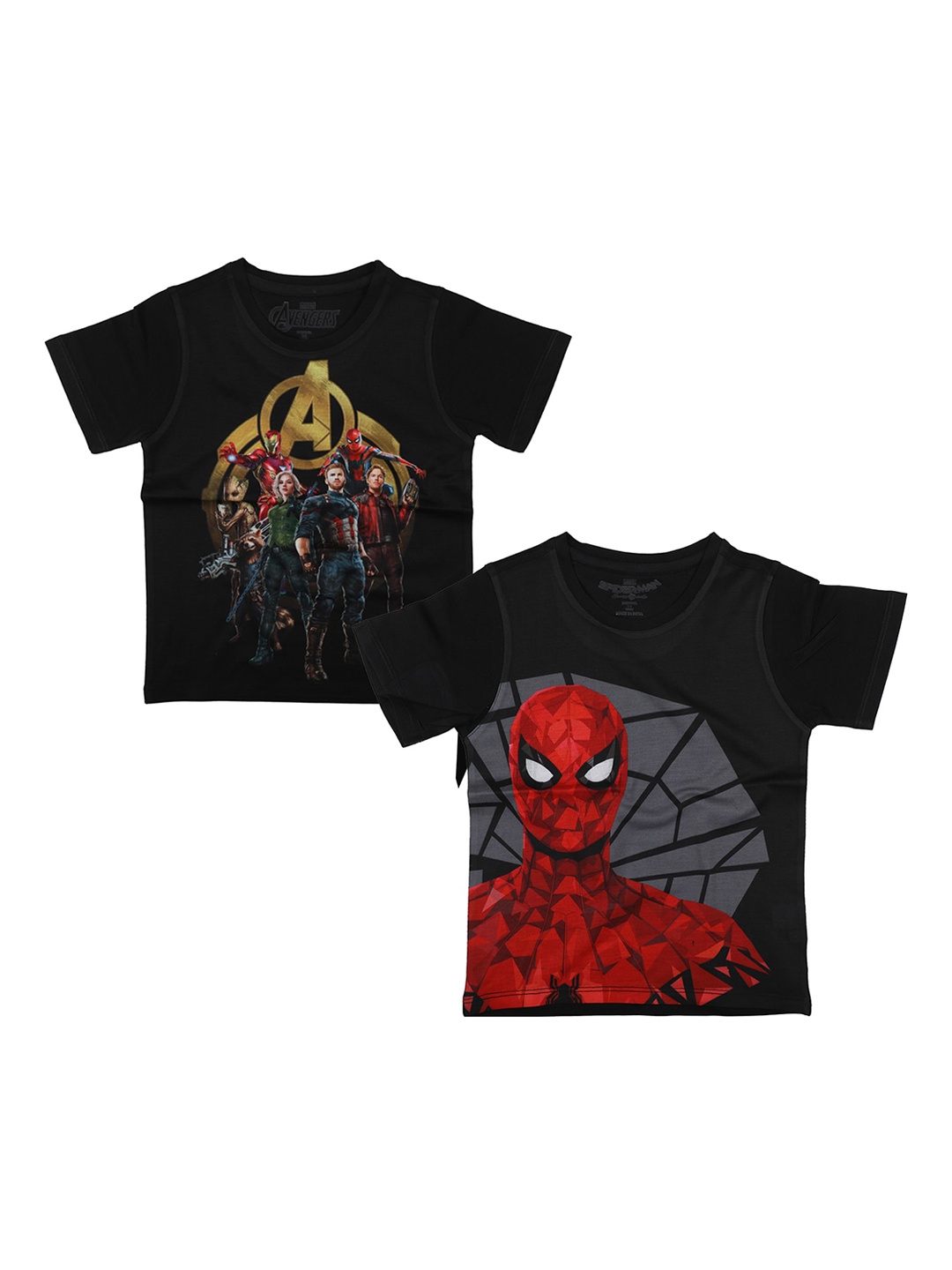 Marvel by Wear Your Mind Boys Black Printed Round Neck T-shirt