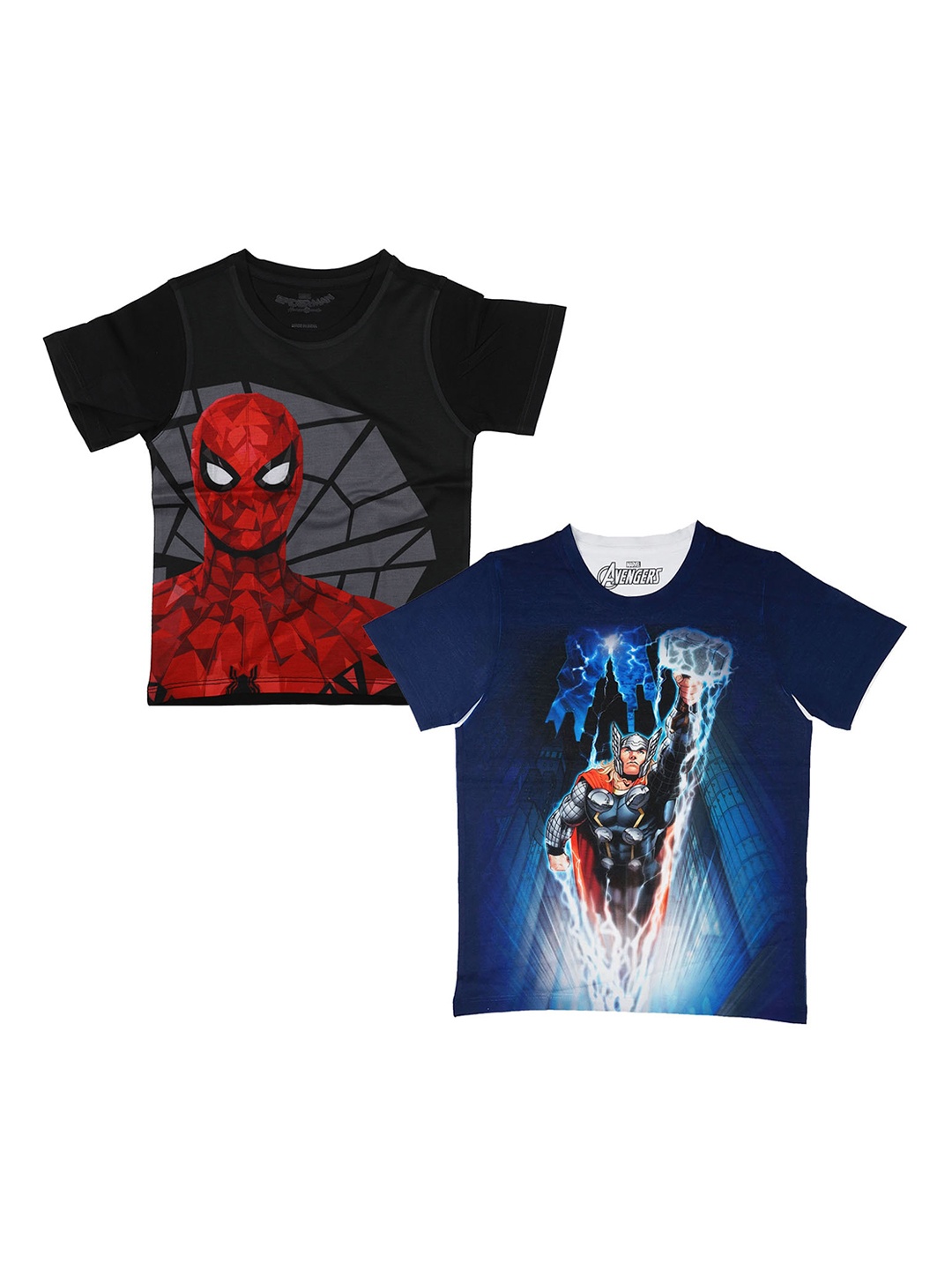 Marvel by Wear Your Mind Boys Black Spiderman Printed Round Neck T-shirt