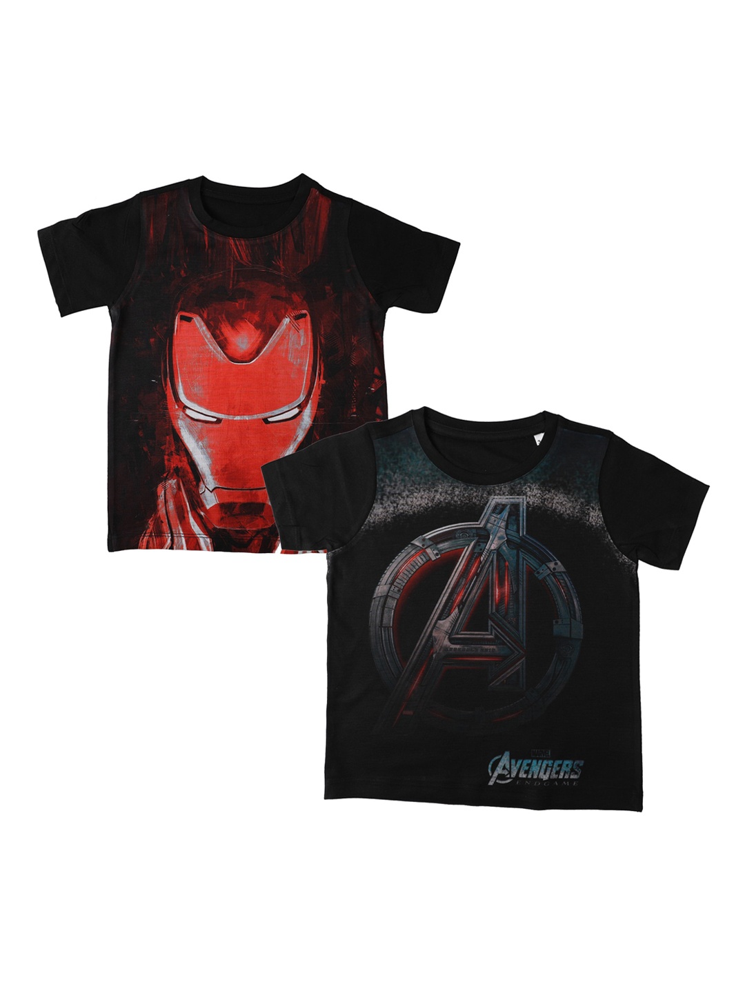 

Marvel by Wear Your Mind Boys Black Printed Set of 2 Round Neck T-shirt