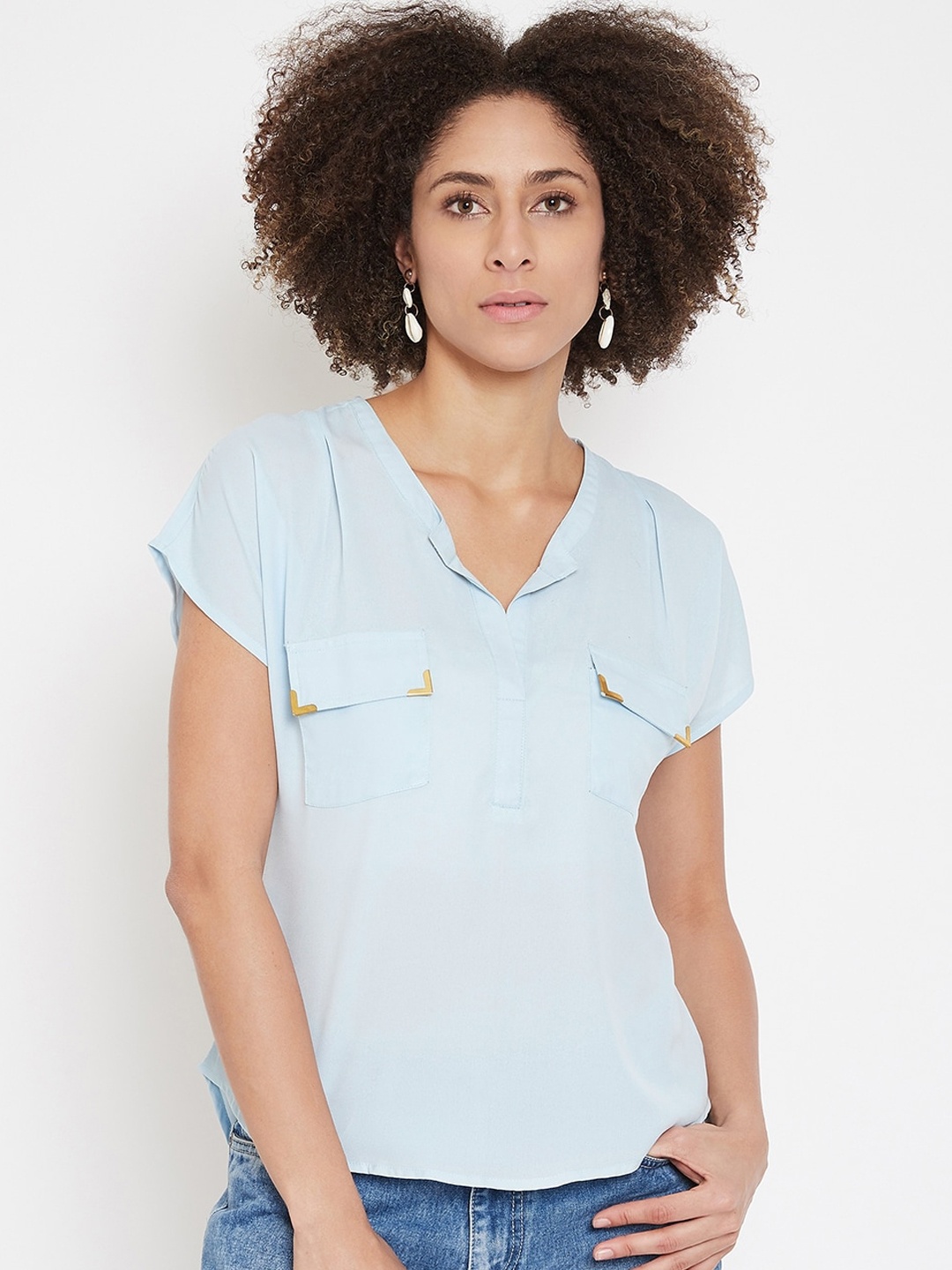 La Zoire Women Blue Solid Top