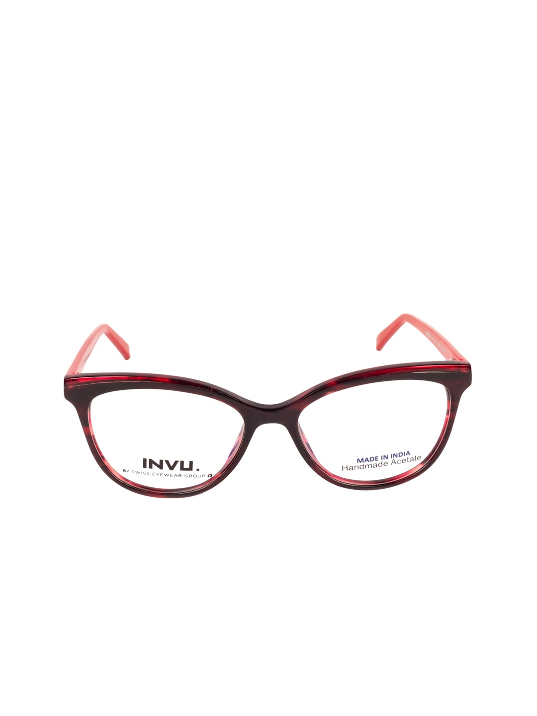 

INVU Women Red & Black Colourblocked Full Rim Cateye Frames