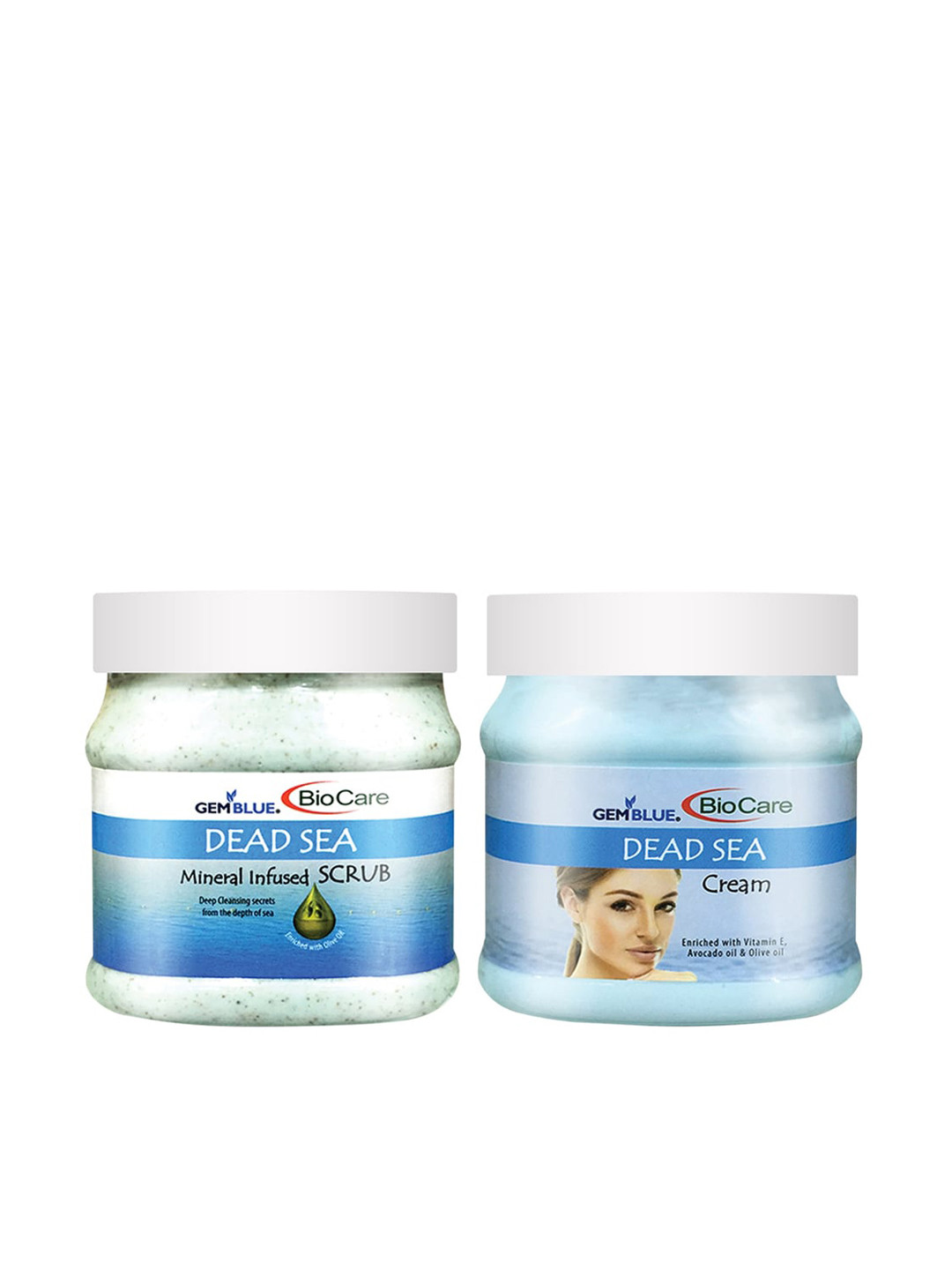 

GEMBLUE BioCare Unisex Dead Sea Scrub & Gemblue Dead Sea Cream 500ml each, Blue