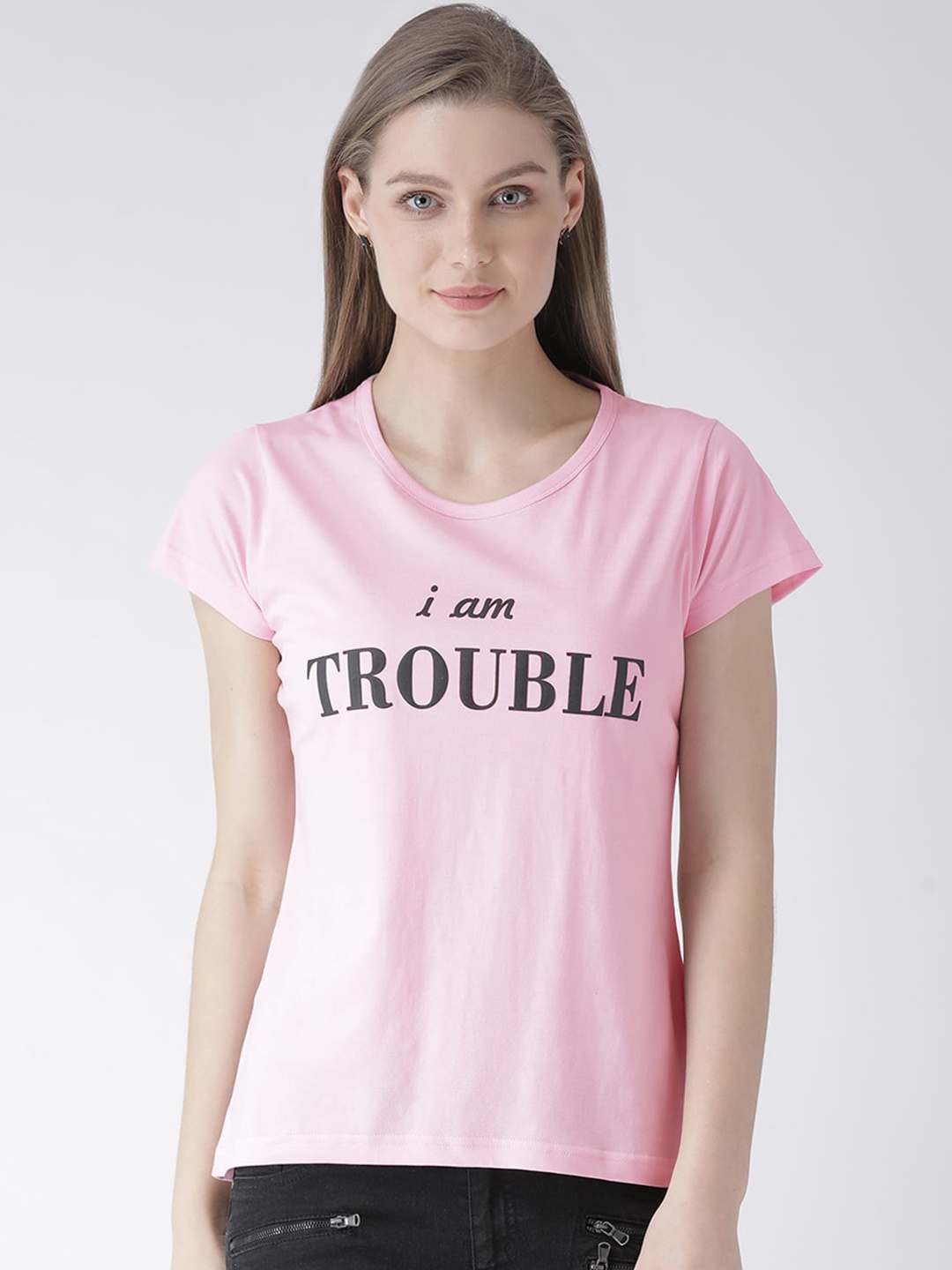 

GRIFFEL Women Pink Printed Round Neck T-shirt