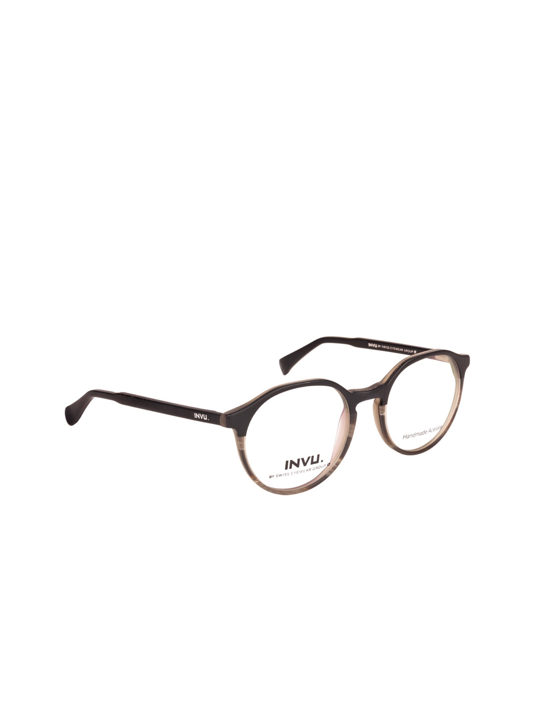 

INVU Unisex Khaki & Black Abstract Full Rim Round Frames