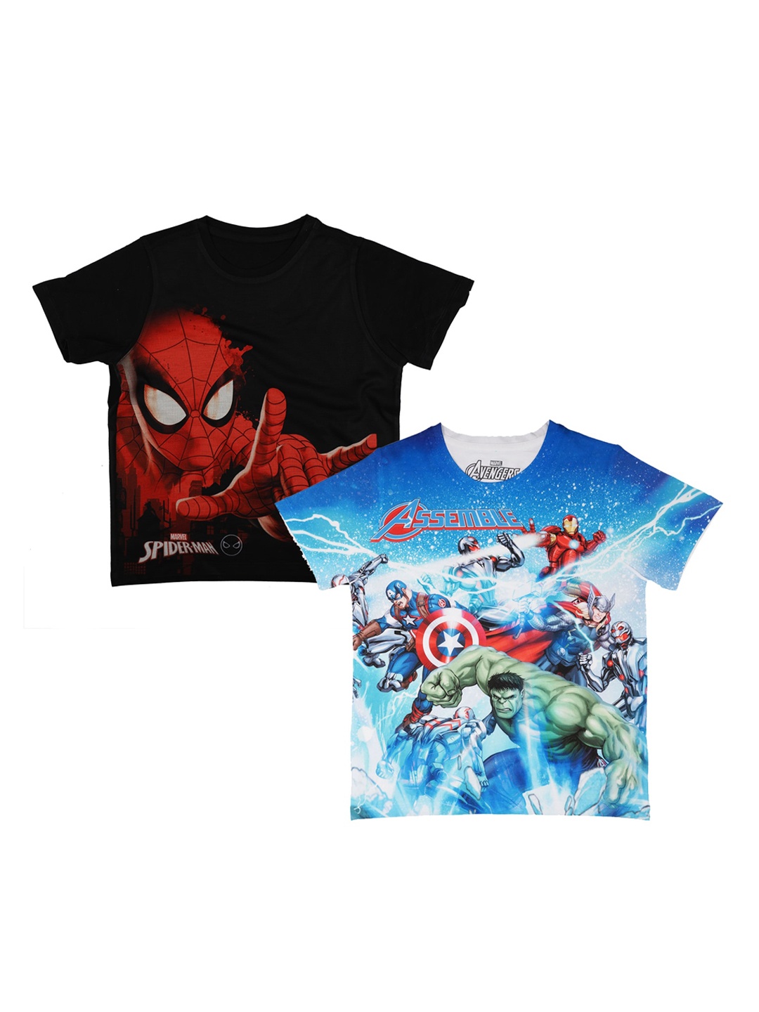 

Marvel by Wear Your Mind Boys Pack Of 2 Black Spiderman Printed Round Neck T-shirts