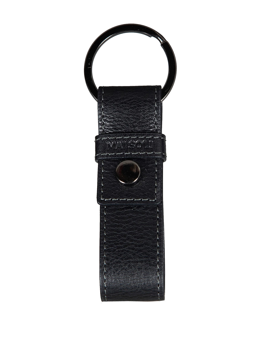 

MAI SOLI Unisex Black Solid Leather Metal Key Ring