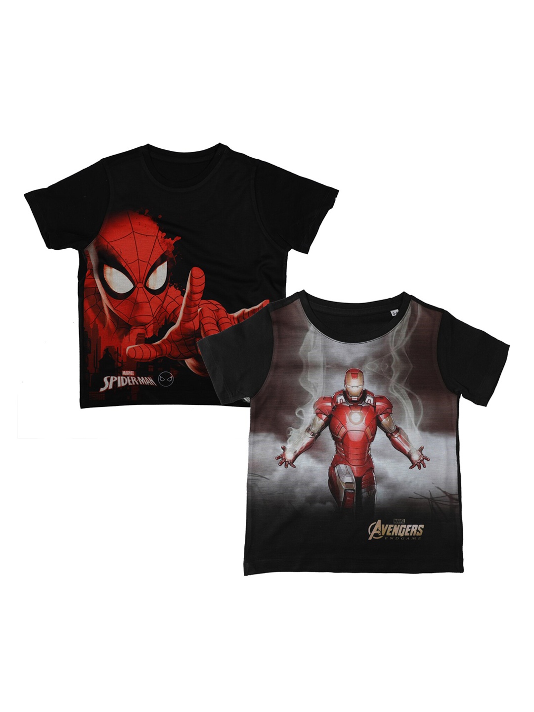 

Marvel by Wear Your Mind Boys Pack of 2 Black Spiderman Printed Round Neck T-shirts