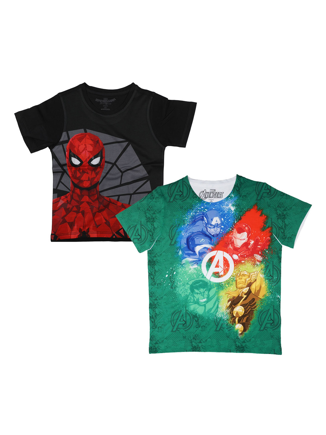

Marvel by Wear Your Mind Boys Pack Of 2 Black Spiderman Printed Round Neck T-shirt