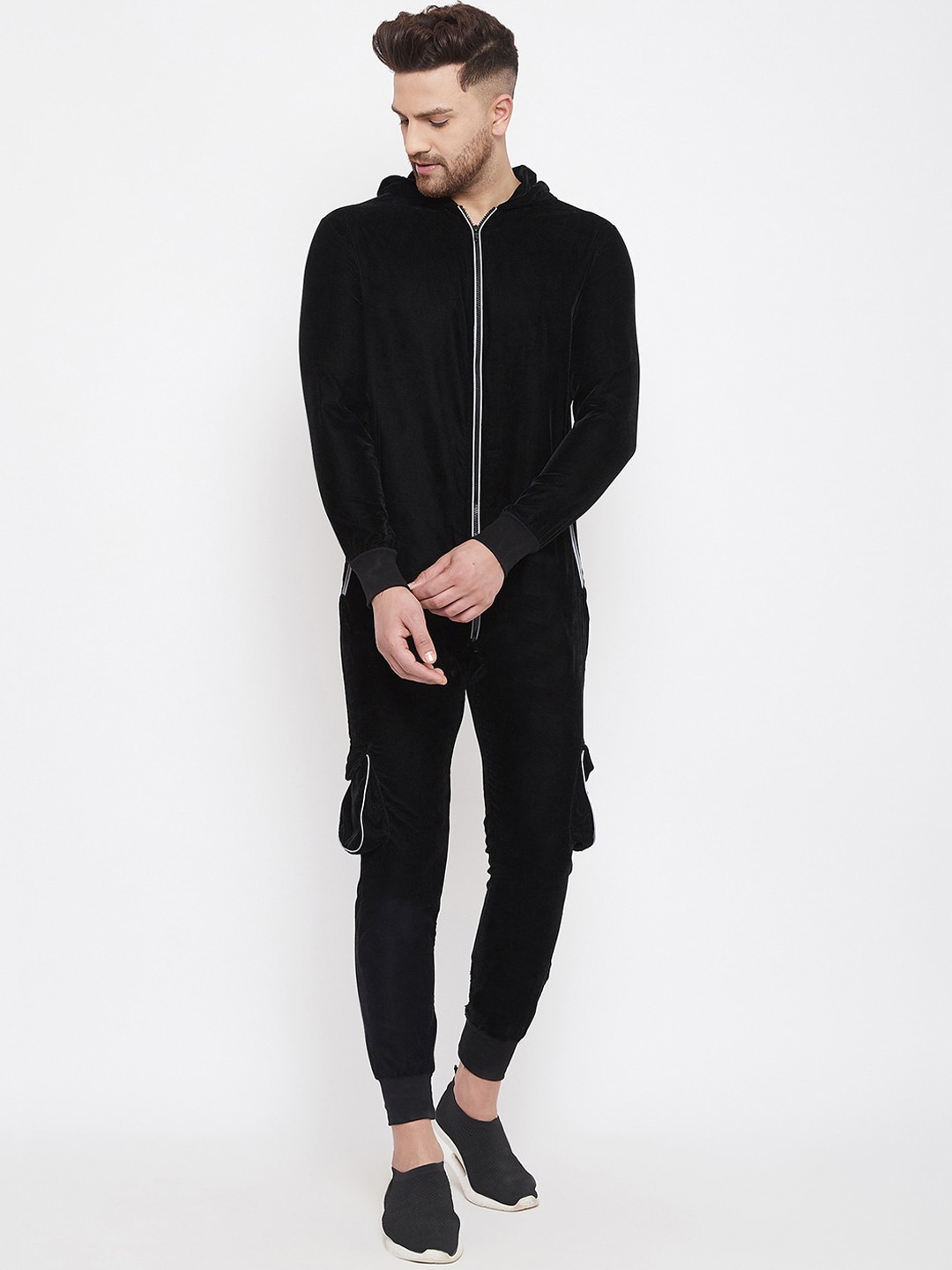 

FUGAZEE Men Black Solid Basic Jumpsuit