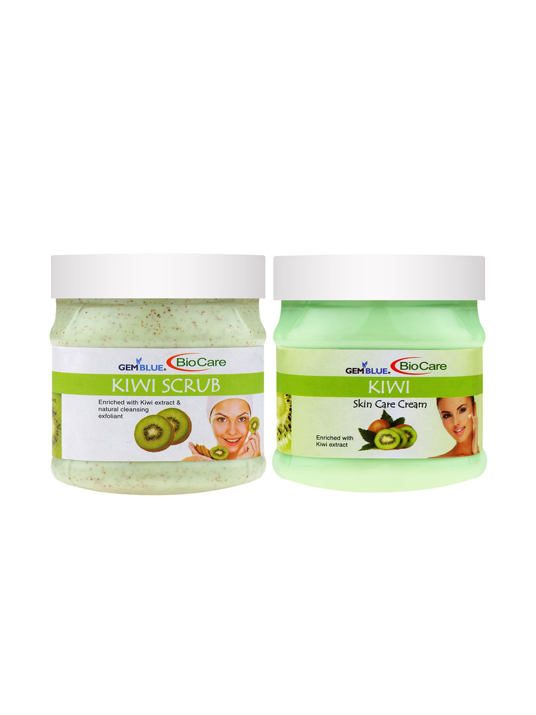 

GEMBLUE BioCare Combo of 2 Kiwi Scrub & Kiwi Cream - 500 ml each, Green