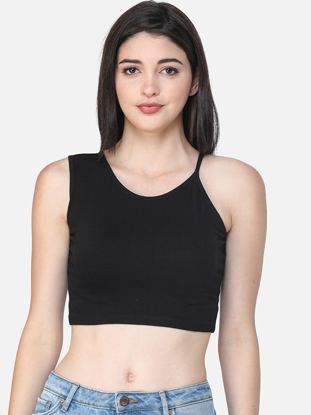 

SCORPIUS Women Black Solid Fitted Top