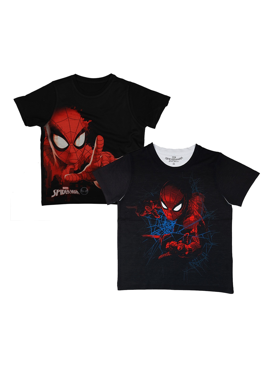 

Marvel by Wear Your Mind Boys Pack Of 2 Black Spiderman Printed Round Neck T-shirts