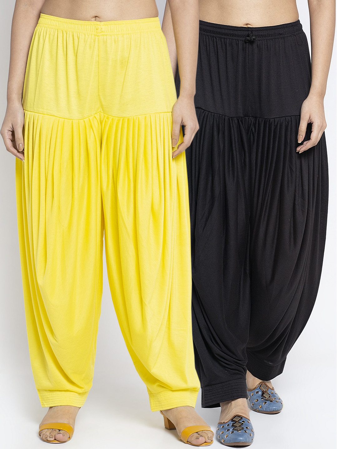 

GRACIT Women Pack of 2 Solid Loose-Fit Patiala Salwars, Black