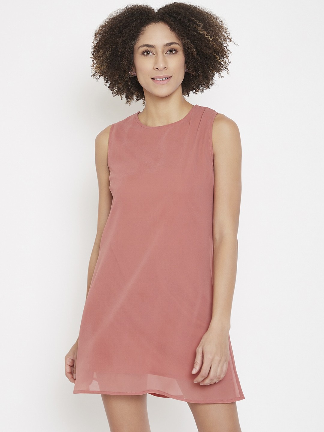 

La Zoire Women Pink Solid A-Line Dress