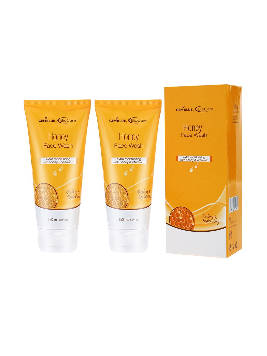 GEMBLUE BioCare Pack Of 2 Honey Face Wash 300ml, Orange