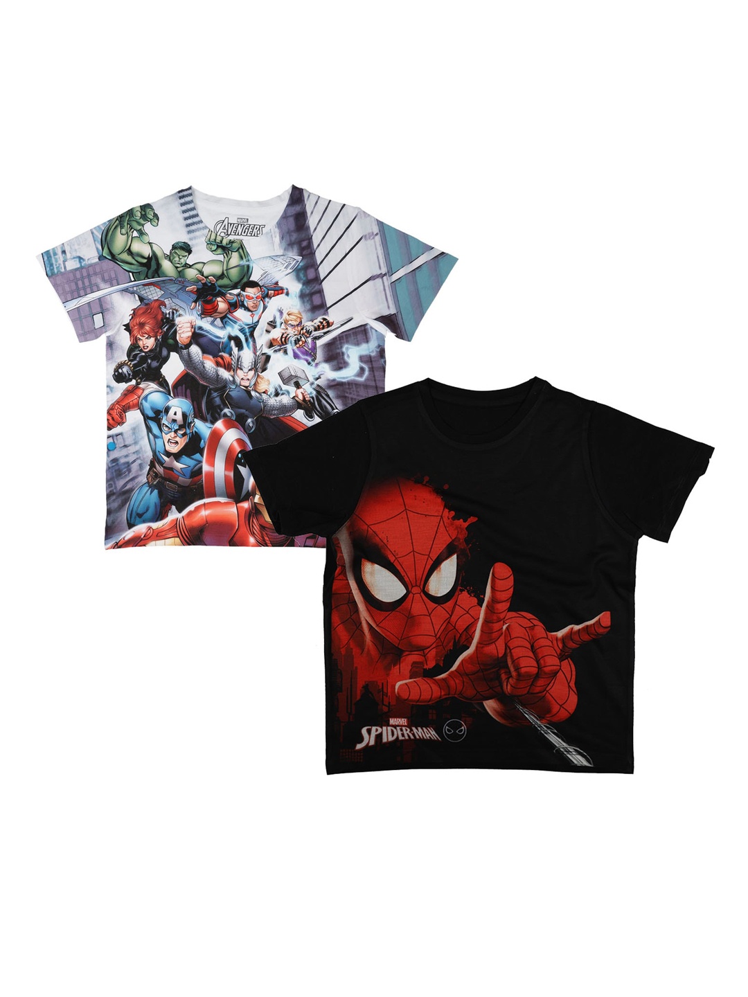 Marvel by Wear Your Mind Boys Pack Of 2 White Printed Round Neck T-shirts