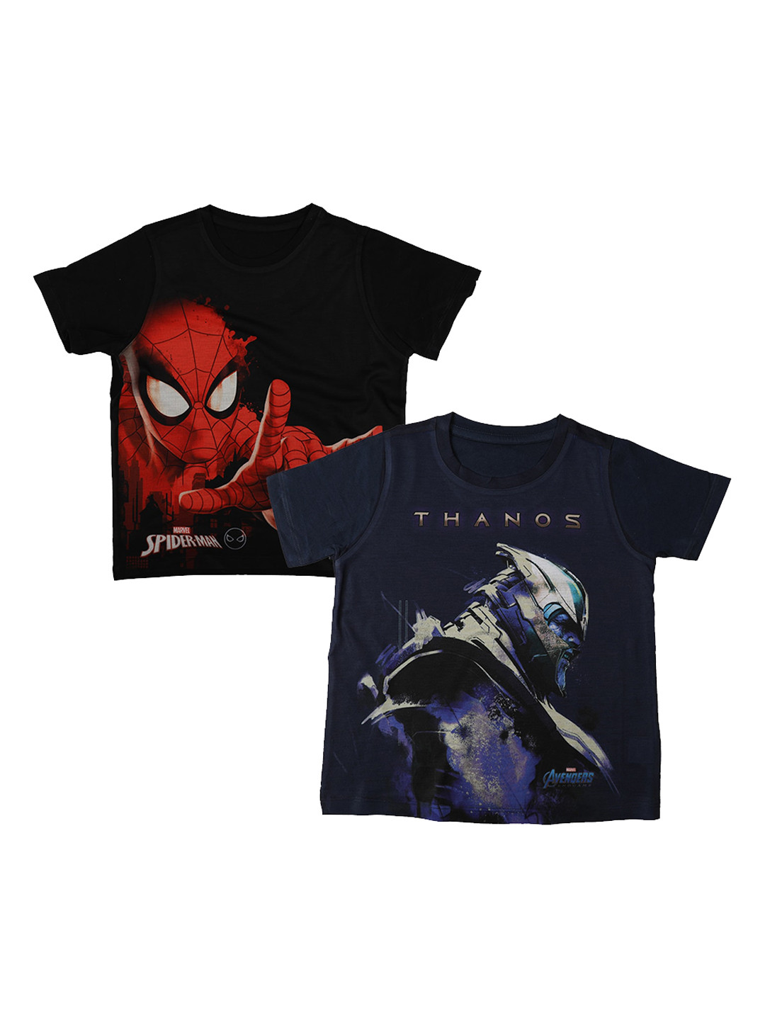 

Marvel by Wear Your Mind Boys Black Avengers Spiderman Printed Round Neck Cotton T-shirt Pack of 2
