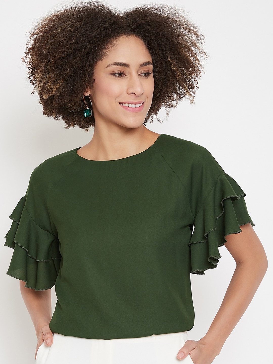 

La Zoire Women Olive Green Solid Top