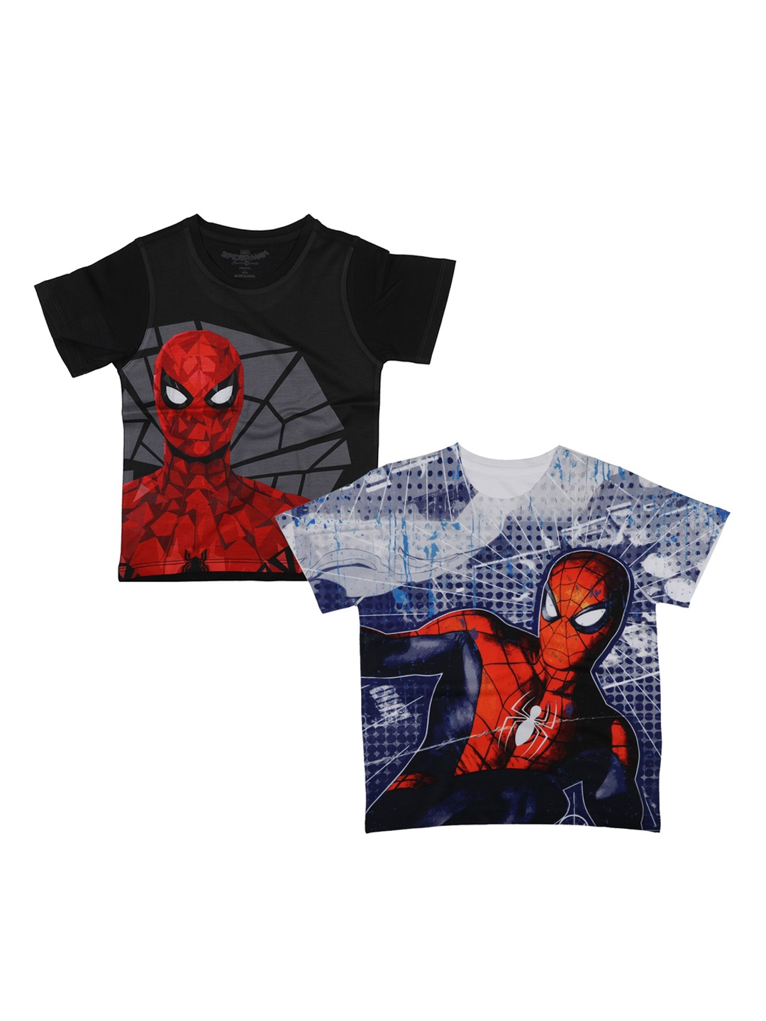 

Marvel by Wear Your Mind Boys Pack Of 2 Black Spiderman Printed Round Neck T-shirts