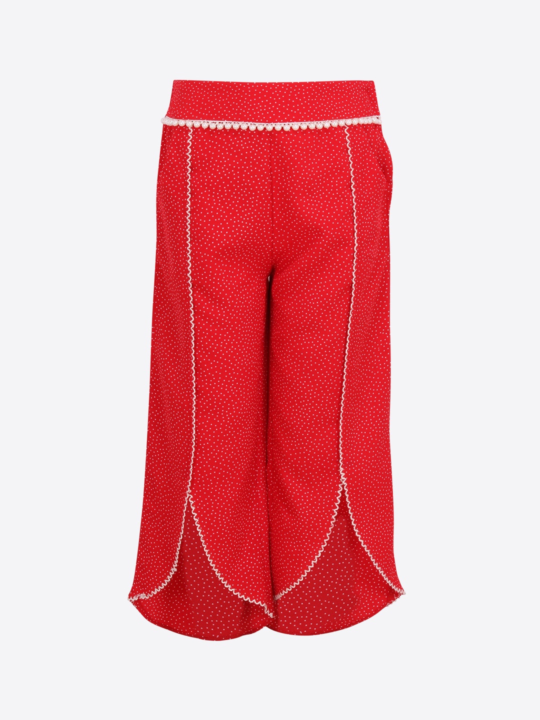 

CUTECUMBER Girls Red & White Regular Fit Printed Culottes