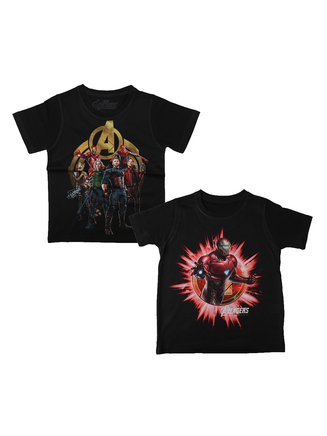 

Marvel by Wear Your Mind Boys Pack of 2 Black Printed Round Neck T-shirts