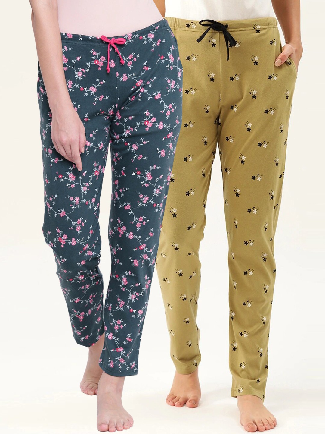 

Kanvin Women Pack Of 2 Printed Lounge Pants, Green