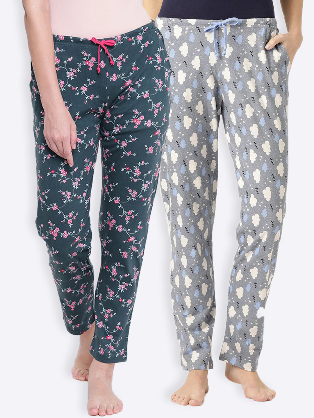

Kanvin Women Pack Of 2 Printed Lounge Pants, Green