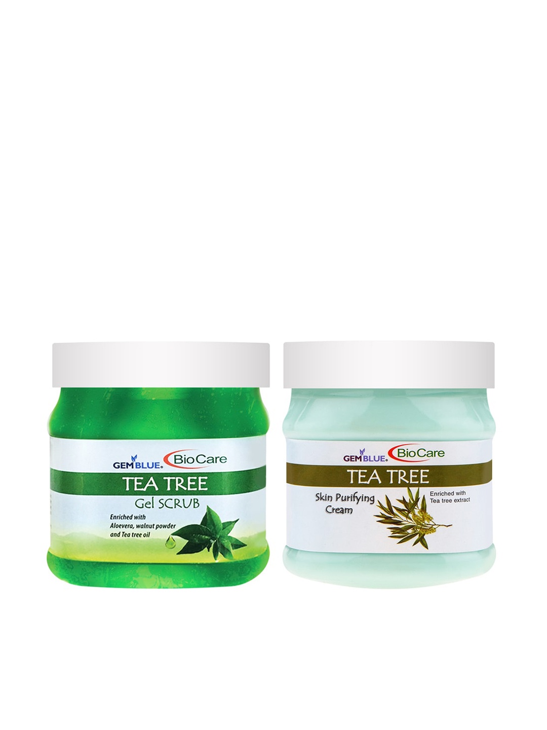 

GEMBLUE BioCare Set Of Tea Tree Scrub & Cream 500ml Each, Green