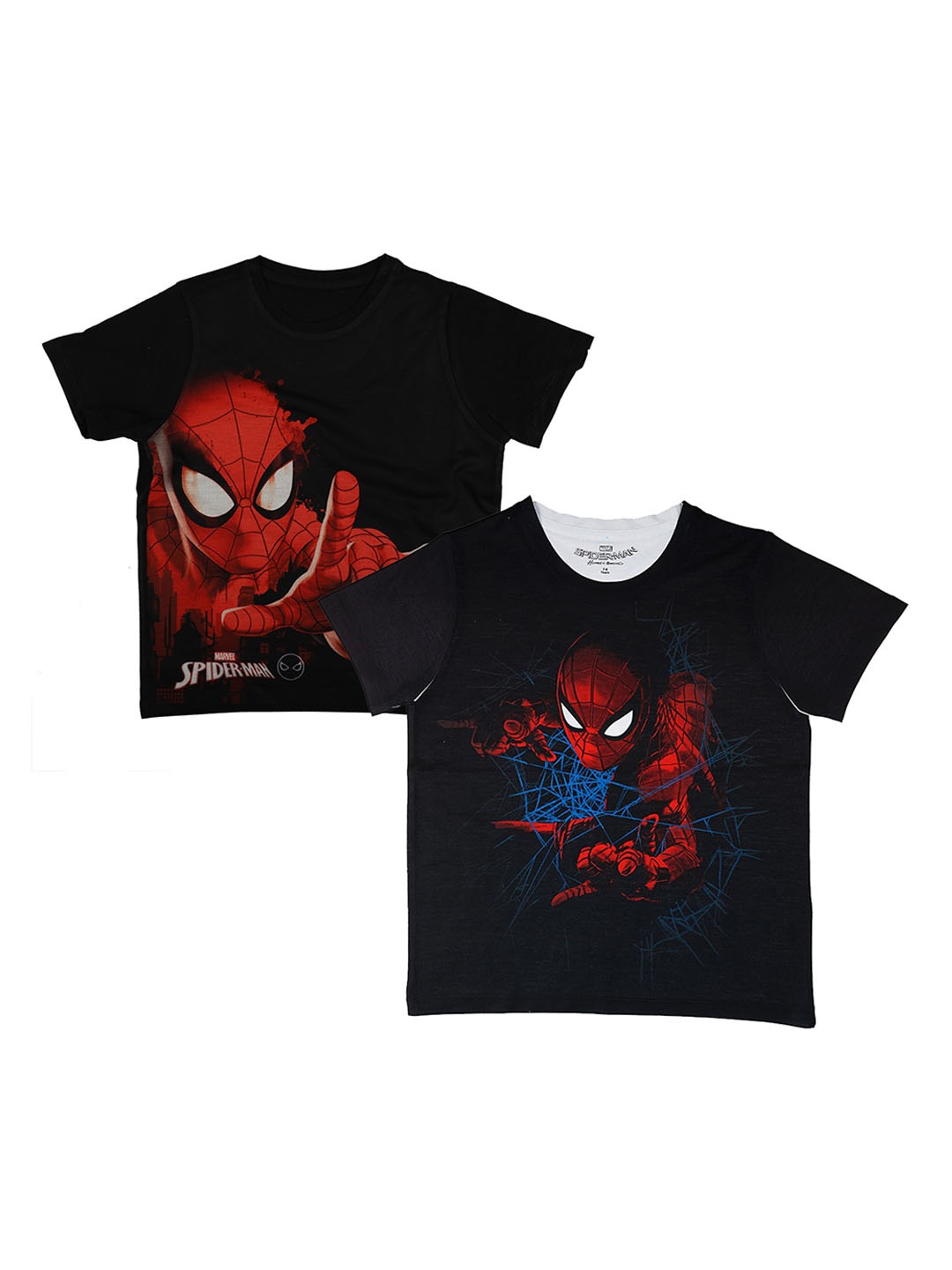 

Marvel by Wear Your Mind Boys Pack Of 2 Black Spiderman Printed Round Neck T-shirts