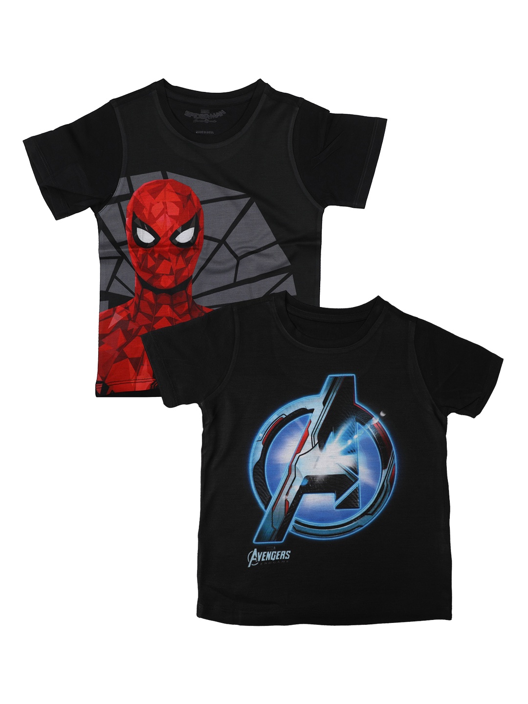 

Marvel by Wear Your Mind Boys Pack of 2 Black Spiderman Printed Round Neck T-shirts