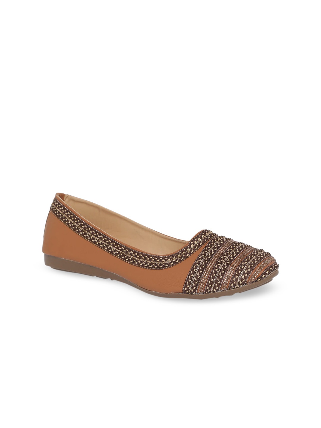 

Padvesh Women Tan Textured Ballerinas