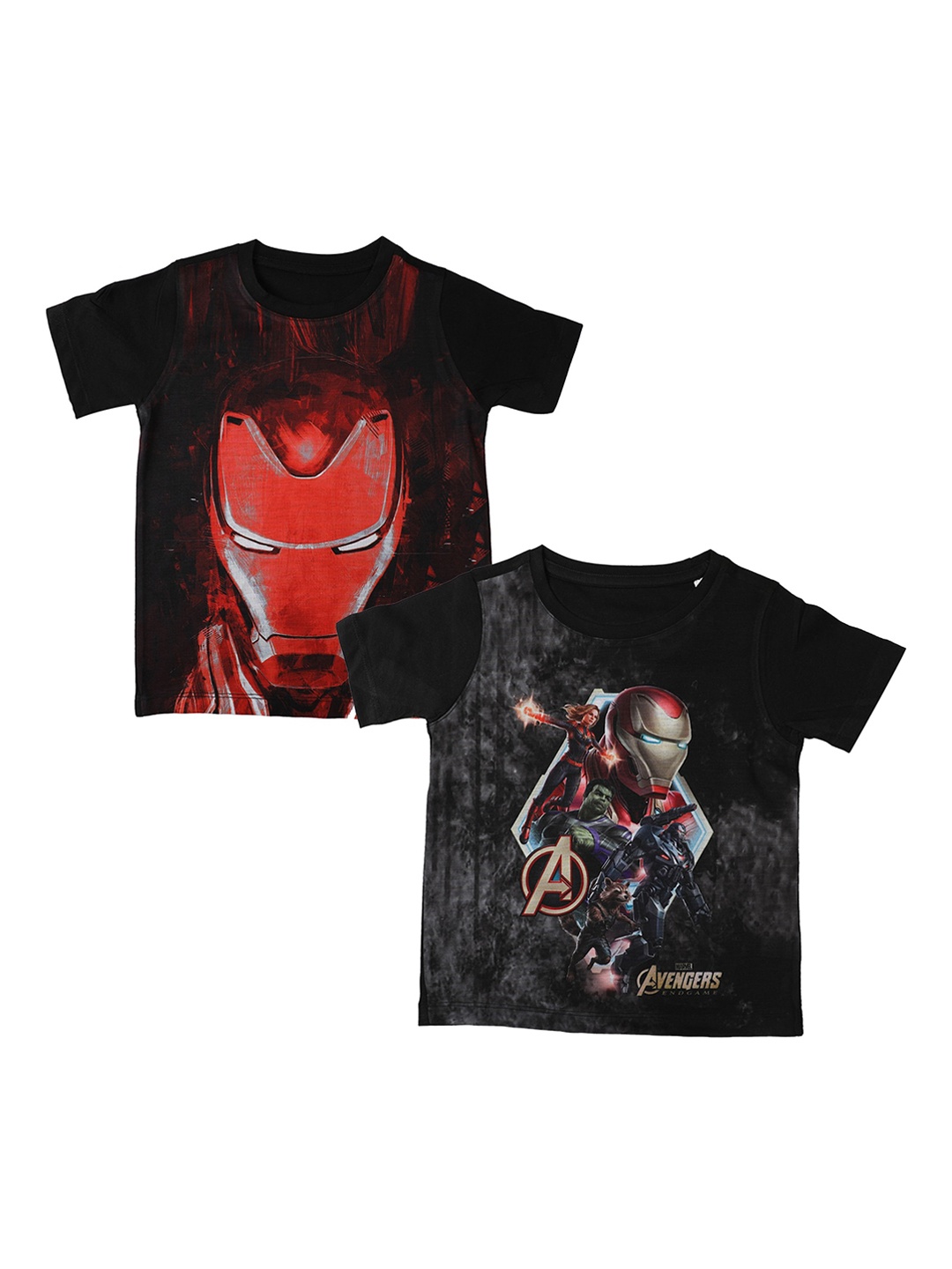 

Marvel by Wear Your Mind Boys Pack Of 2 Black Printed Round Neck T-shirts