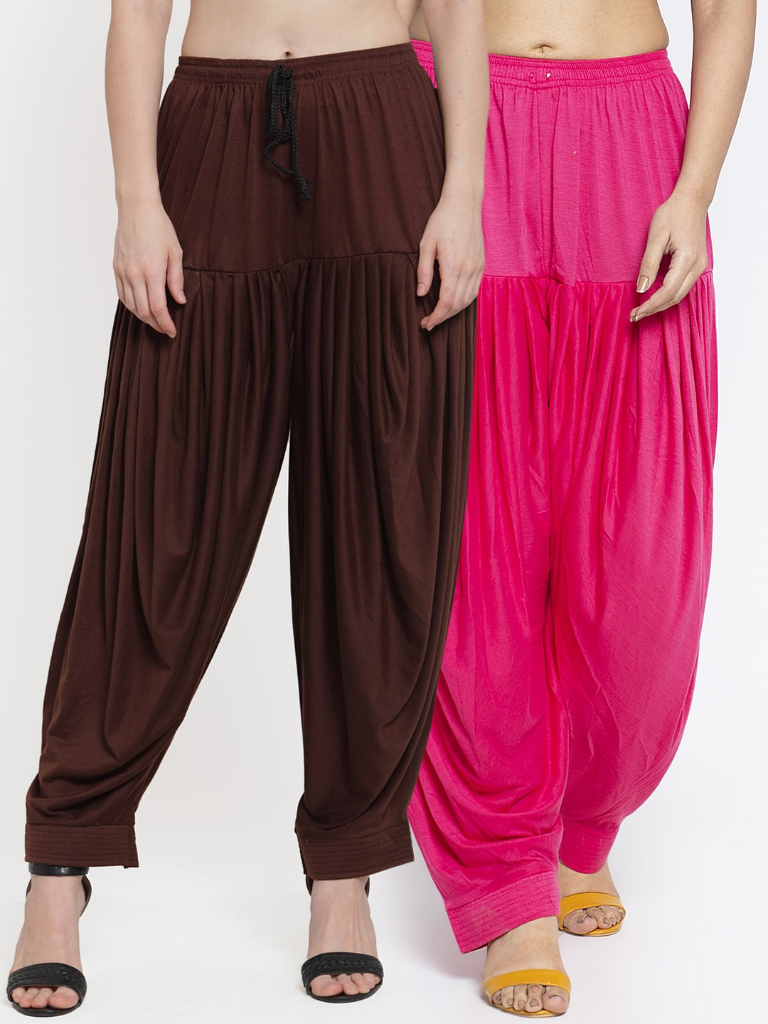 

GRACIT Women Pack of 2 Solid Patialas, Pink
