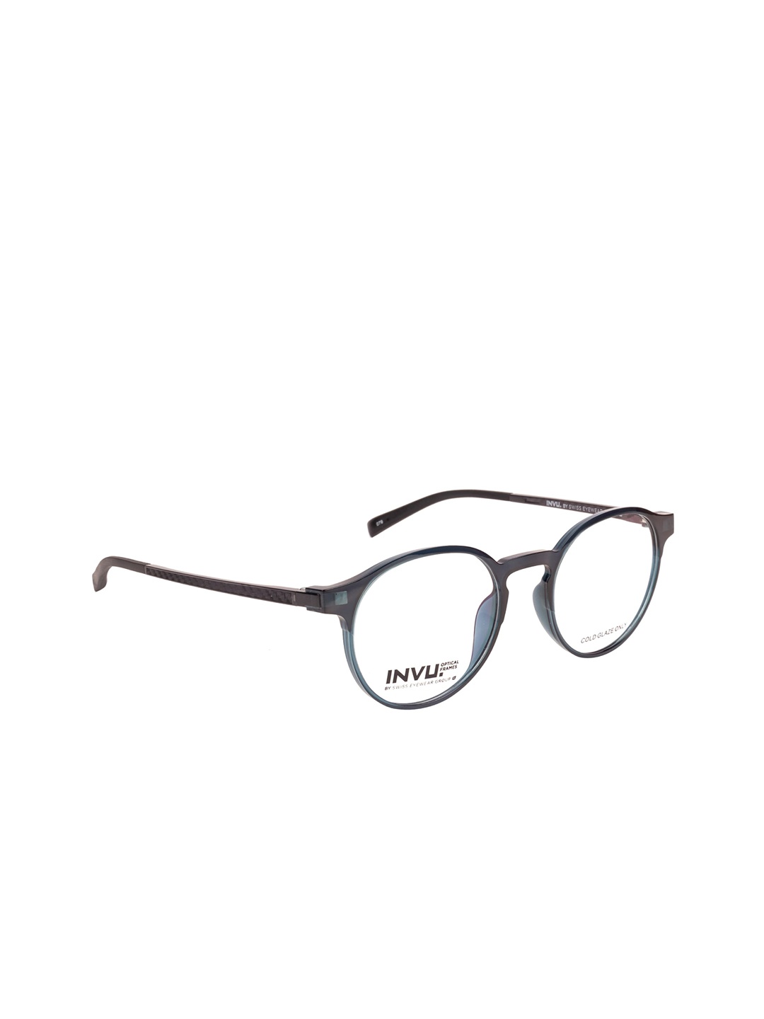 

INVU Women Blue Solid Full Rim Round Frames