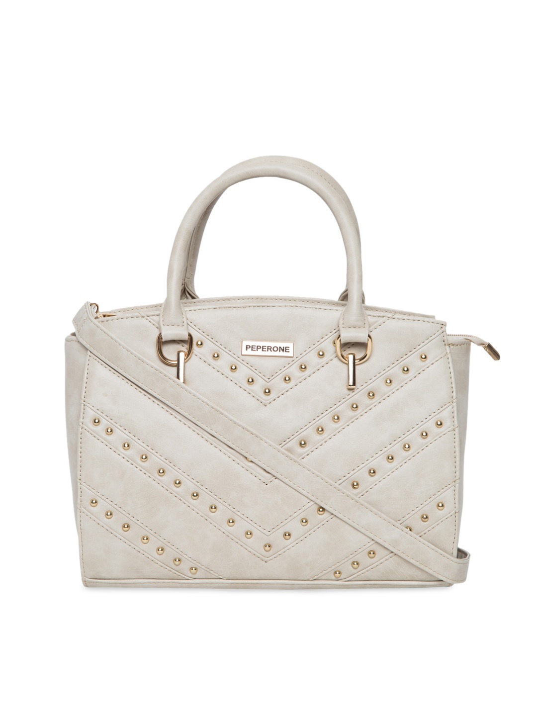 

Peperone Beige Embellished Handheld Bag