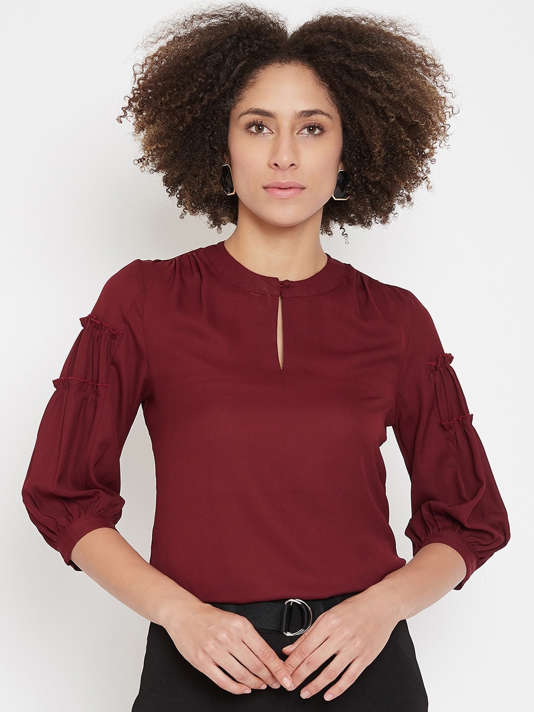 

La Zoire Women Maroon Solid Top