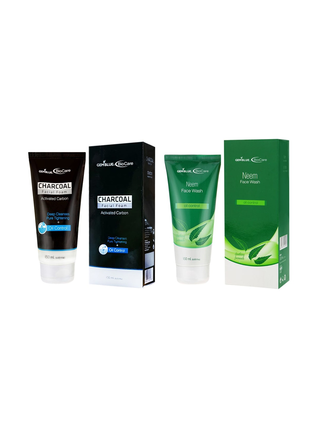

GEMBLUE BioCare Set Of Charcoal Facial Foam & Neem Face Wash, Black