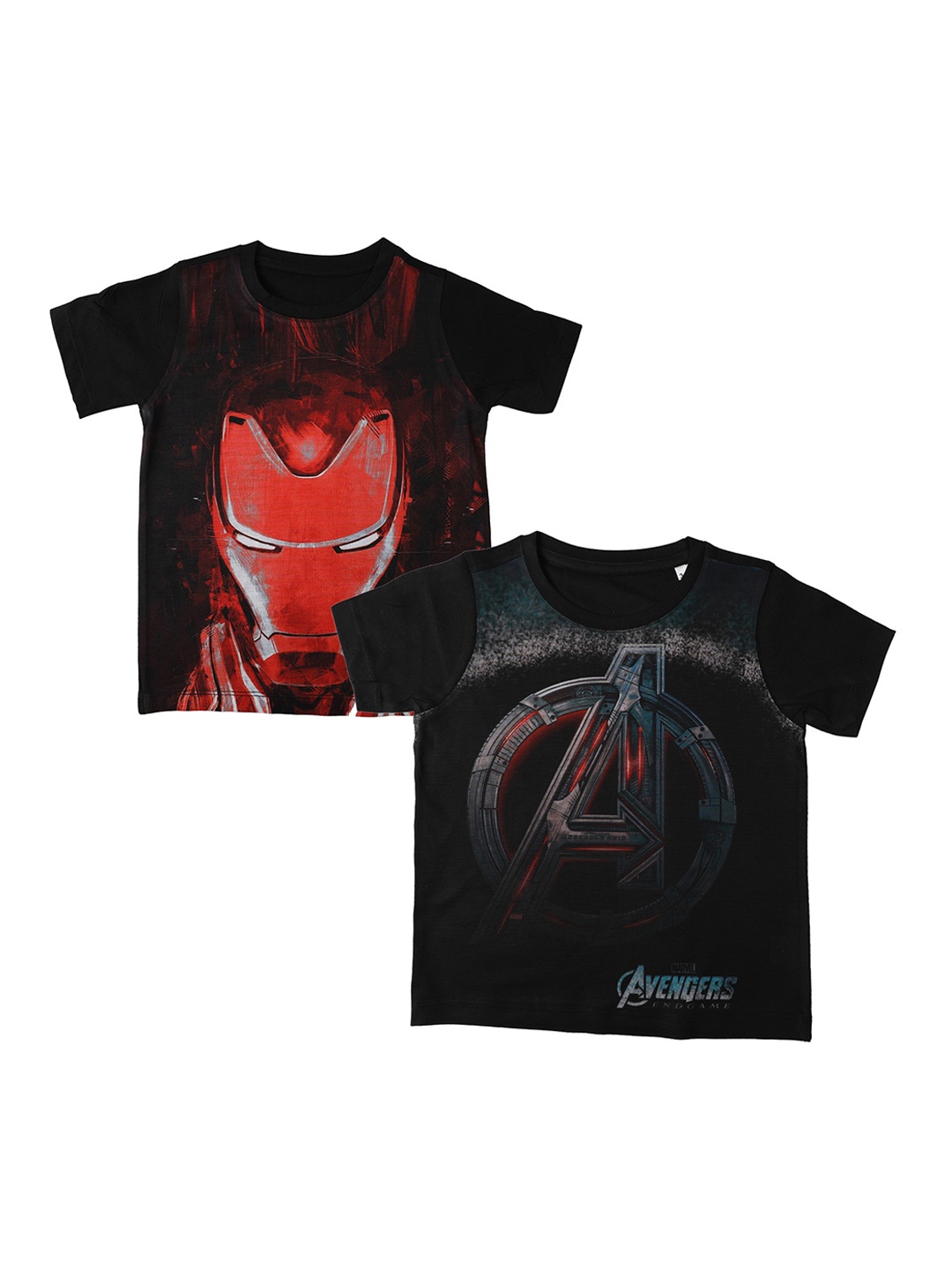 Marvel by Wear Your Mind Boys Pack of 2 Black Printed Round Neck T-shirts