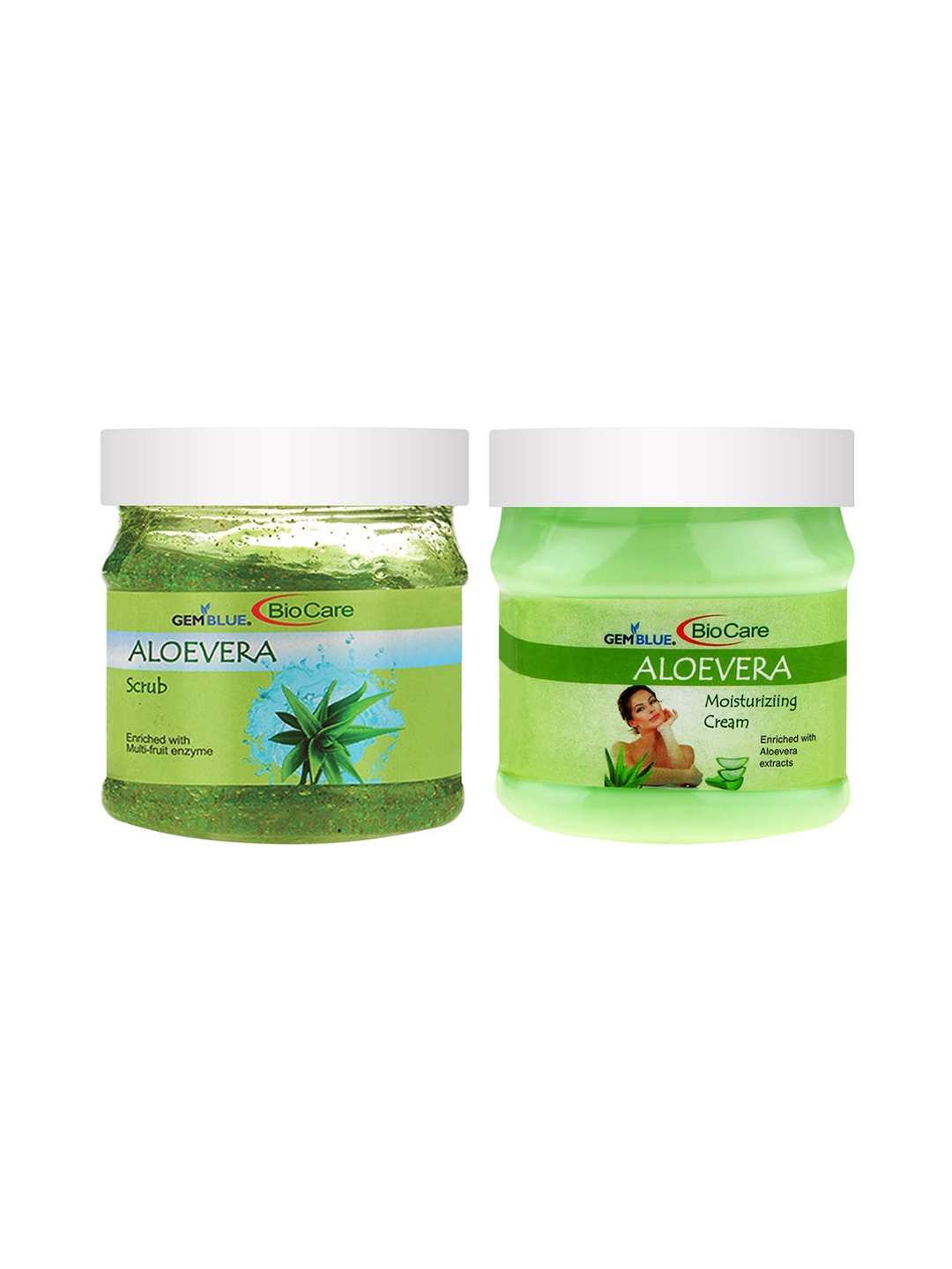 GEMBLUE BioCare Unisex Set Of 2 Aloevera Scrub & Cream, Green