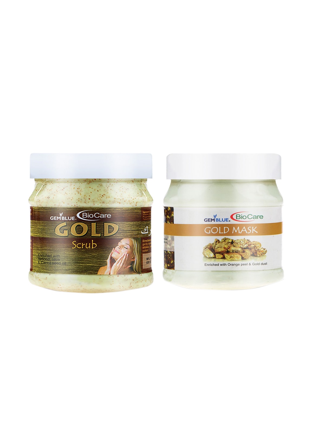 

GEMBLUE BioCare Combo of 2 Gold Scrub & Gold Mask - 500 ml each, Yellow