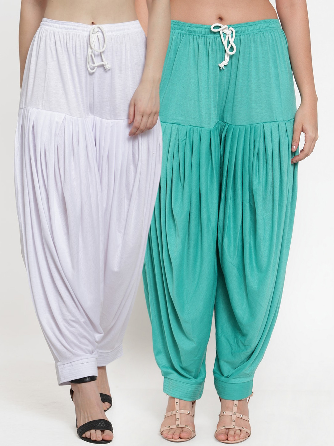 

GRACIT Women Pack of 2 Solid Patialas, White