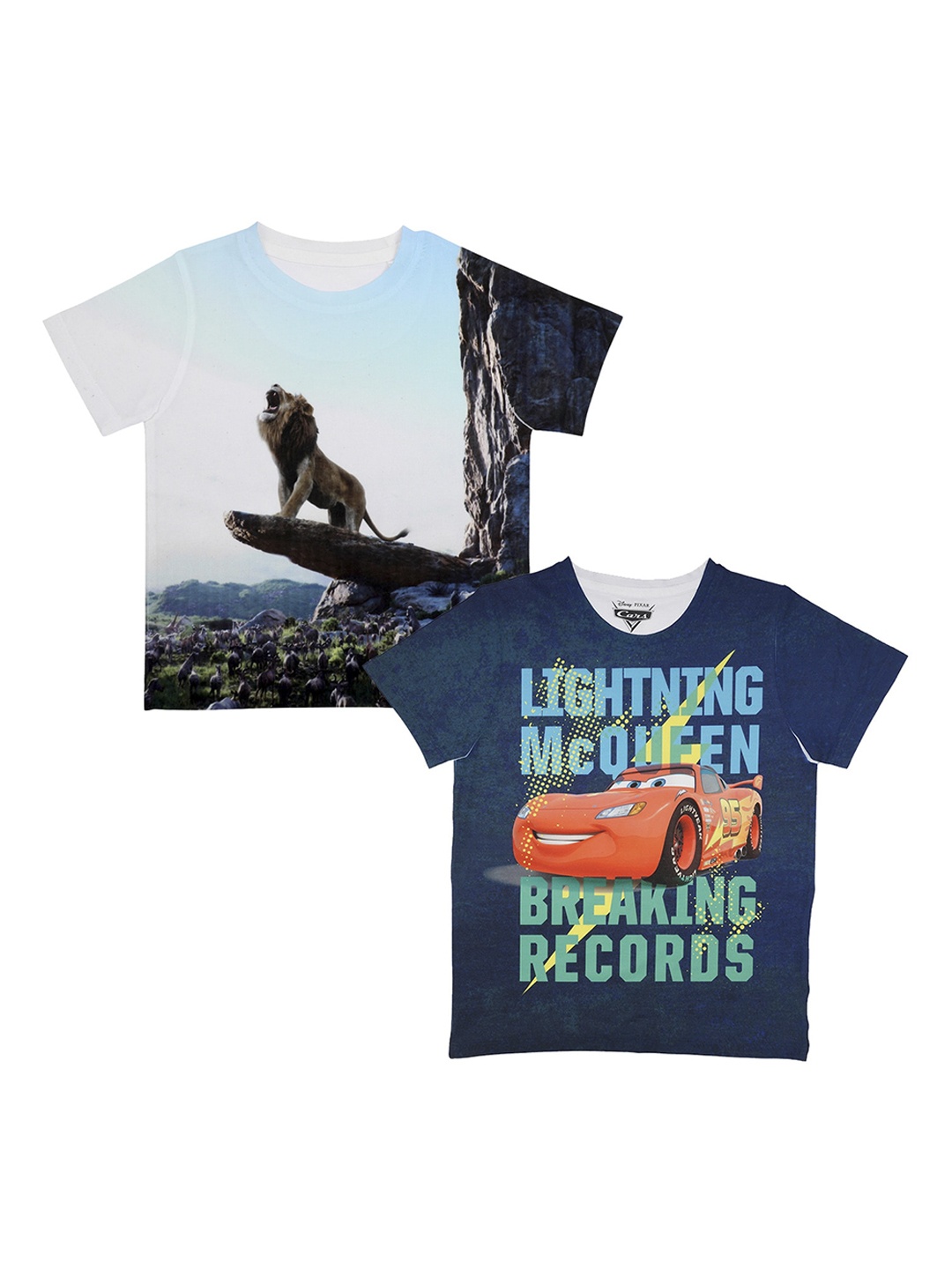 

Disney by Wear Your Mind Boys Pack of 2 White Lion King Printed Round Neck T-shirt