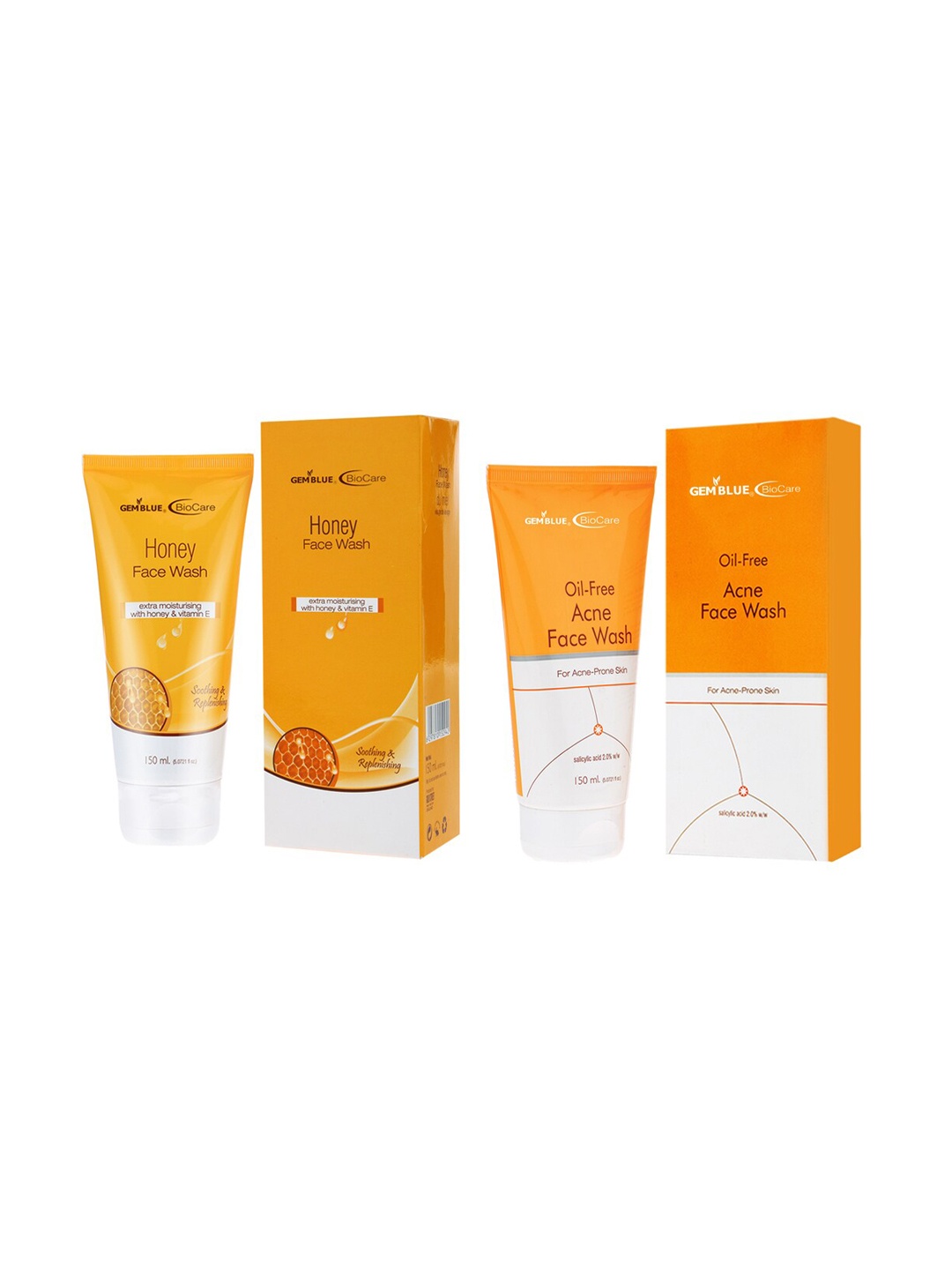 GEMBLUE BioCare Set Of 2 Honey & Oil Free Face Wash, Orange