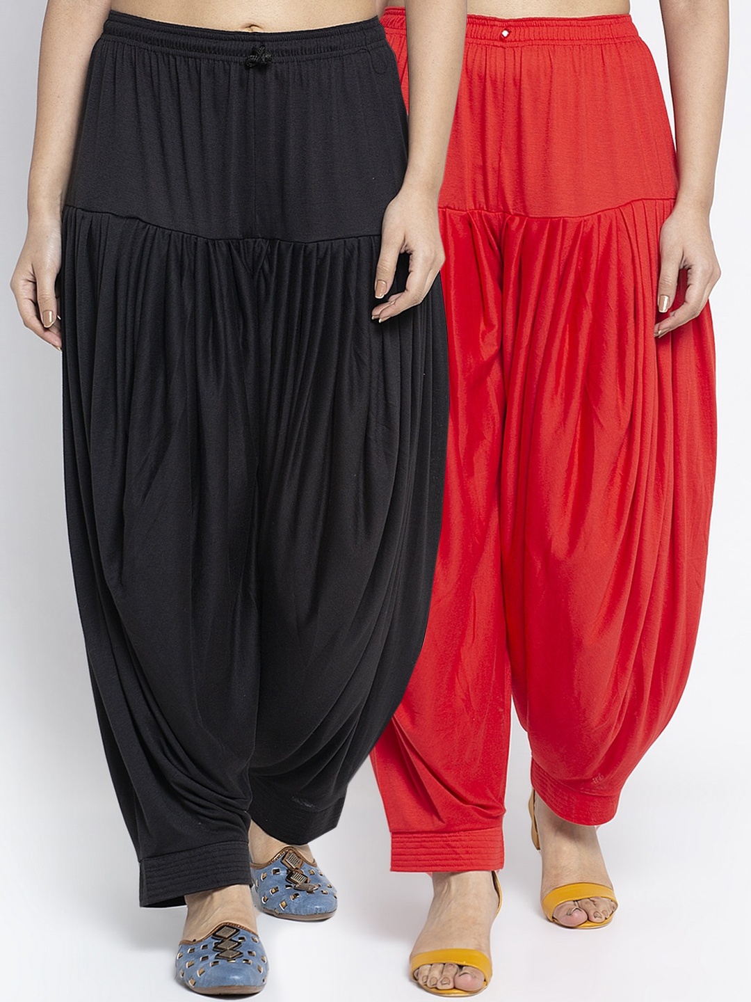 

GRACIT Women Pack of 2 Solid Patialas, Black