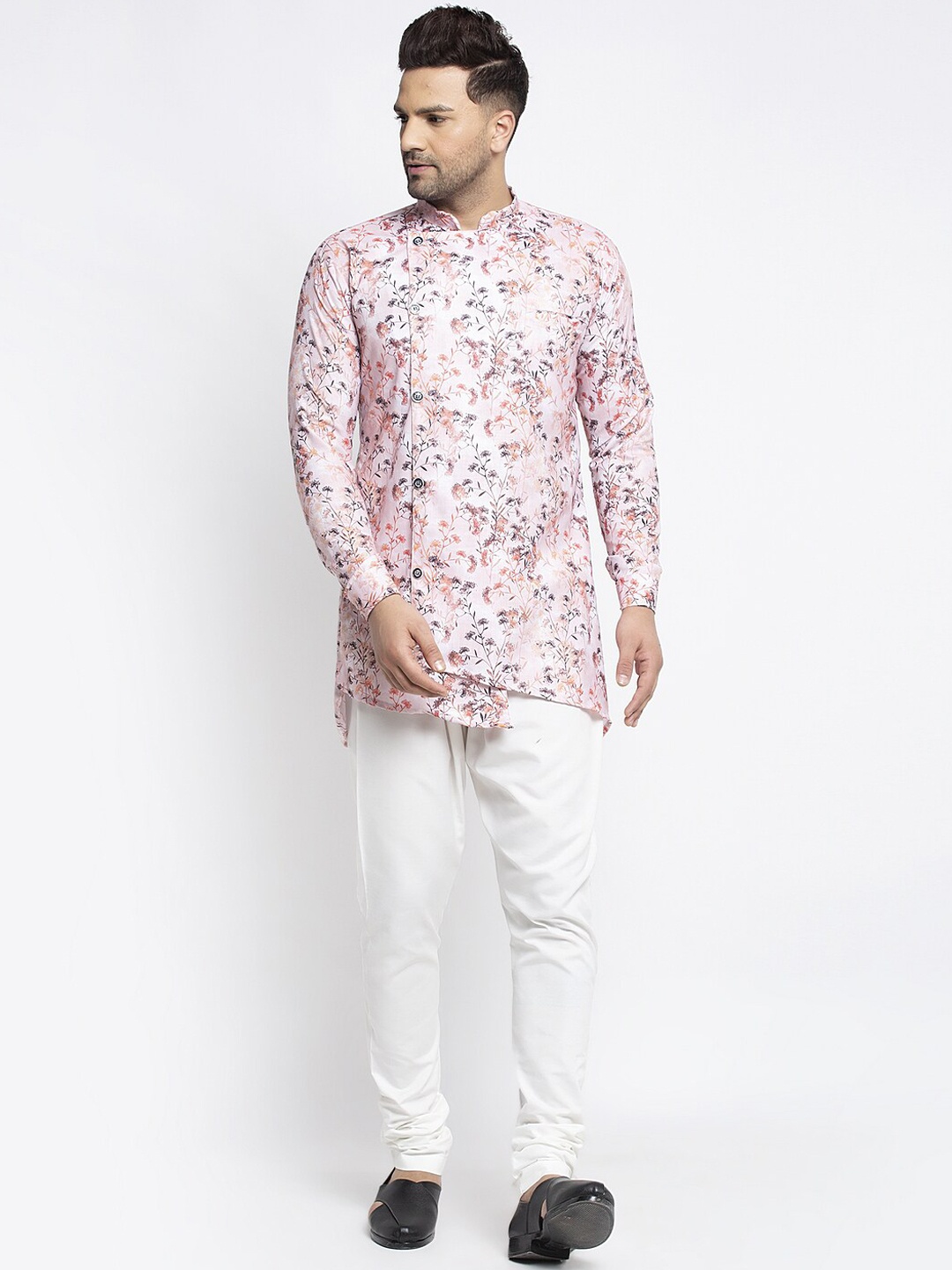 

Benstoke Men Pink Printed Kurta with Pyjamas