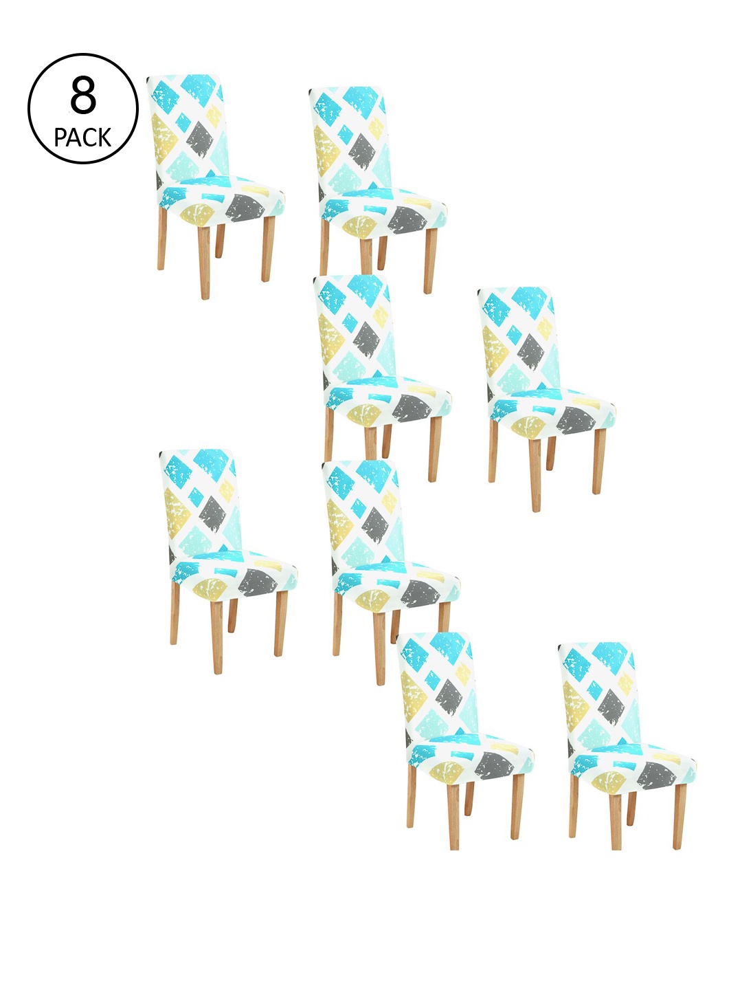 

Cortina Set Of 8 Blue & White Printed Chair Covers