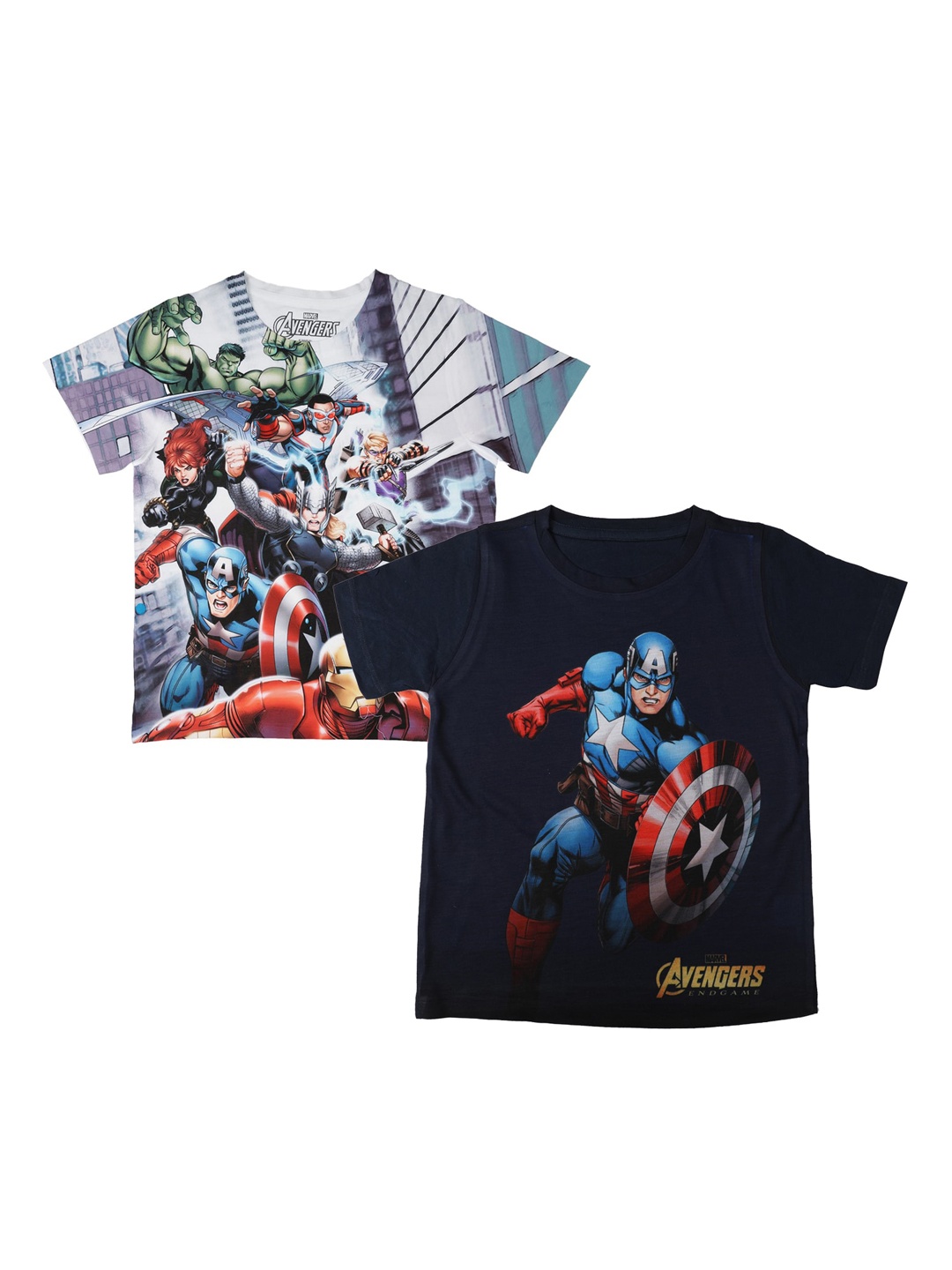 Marvel by Wear Your Mind Boys Pack Of 2 White Printed Round Neck T-shirts