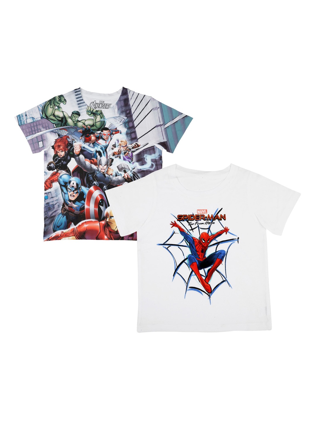 

Marvel by Wear Your Mind Boys Pack of 2 White Printed Round Neck T-shirts